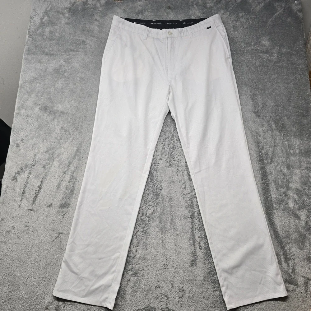 Travis Mathew Golf Pants Mens 38x34 White Micro Stripe Performance Stretch